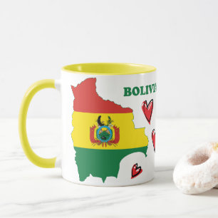 Caneca Bandeira Da Bolívia No Mapa Do País