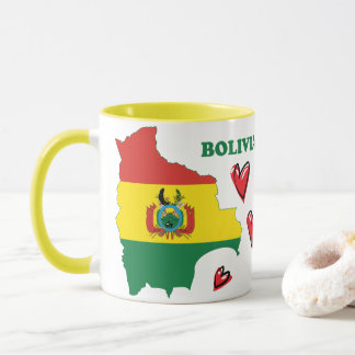Caneca Bandeira Da Bolívia No Mapa Do País