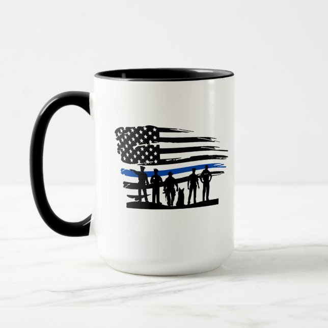 Caneca Bandeira da Thin Blue Line Polícia (Esquerda)