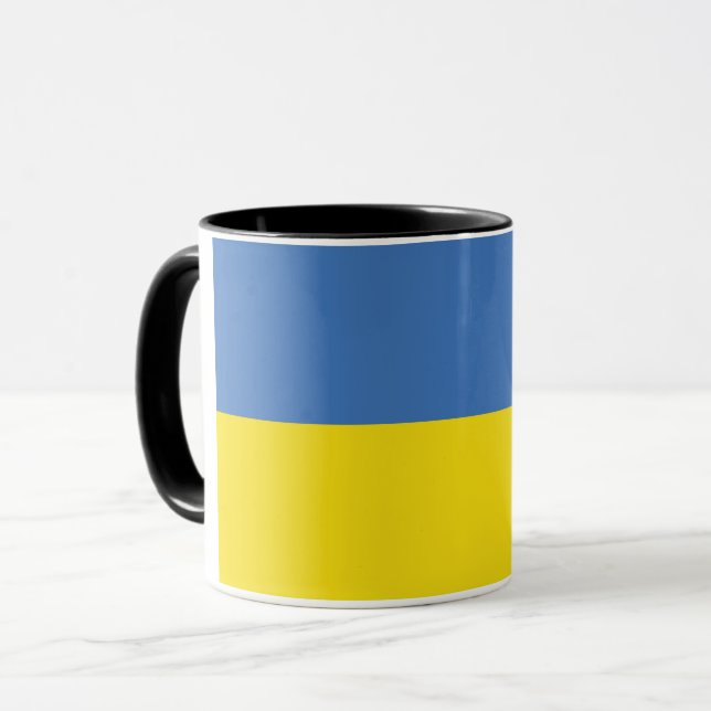 Caneca Bandeira da Ucrânia, Ucraniano Слава Україні Slava (Frente Esquerda)