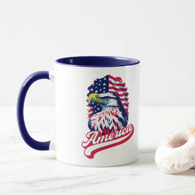Caneca Bandeira de Águia Americana (Com Donut)