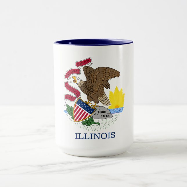 Caneca bandeira de Illinois (Centro)