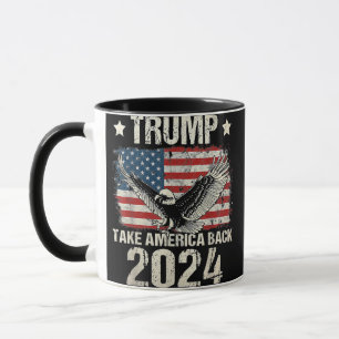 Caneca Bandeira de Trump 2024 toma a América de volta hom