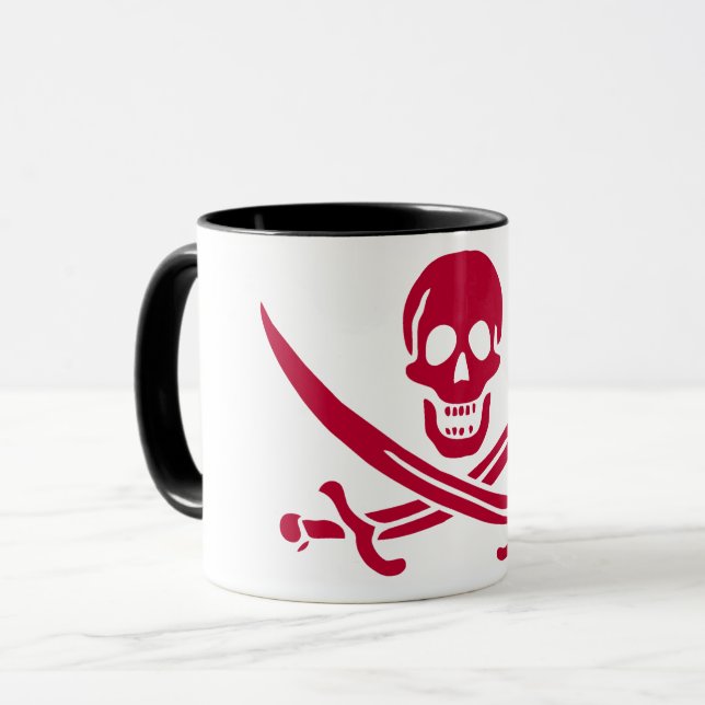 Caneca Bandeira do Crânio e Espadas Pirata do Calico Jack (Frente Esquerda)