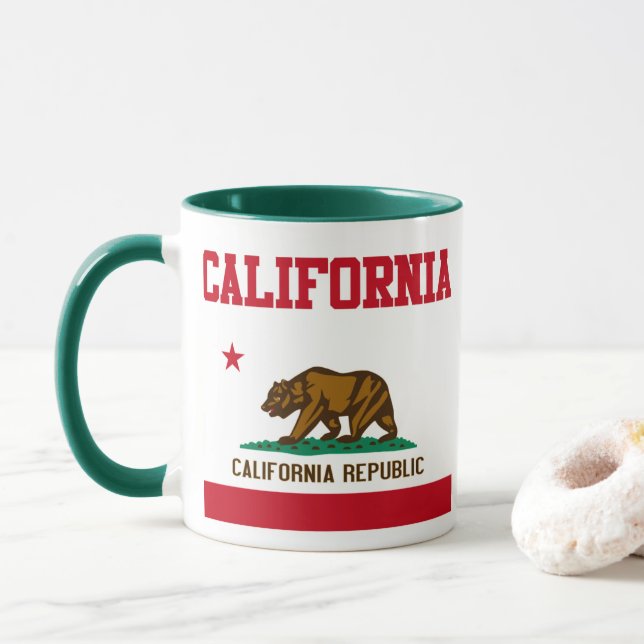 Caneca Bandeira do Estado da Califórnia Mug (Com Donut)