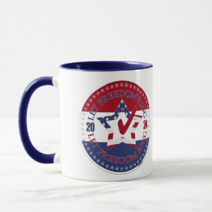 Caneca Bandeira dos EUA 2024 Toque a Liberdade Estrela Ma
