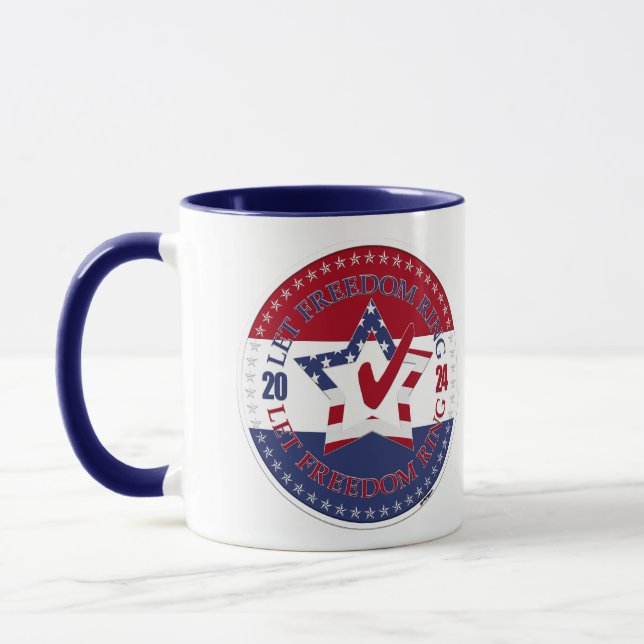 Caneca Bandeira dos EUA 2024 Toque a Liberdade Estrela Ma (Esquerda)