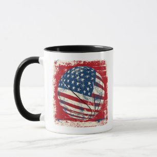 Caneca Bandeira dos EUA Basquetebol 4 de Julho