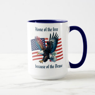 Caneca "Bandeira dos EUA com Águia" Personalizável 
