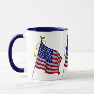 Caneca Bandeira dos EUA Vintage em Vermelho, Branco e Azu