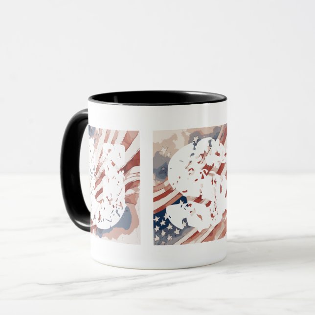 Caneca Bandeira "EUA" de Tinta e Água Abstrata (Frente Esquerda)