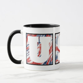 Caneca Bandeira "EUA" em Aquarela Abstrata Elegante