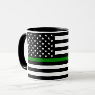 Caneca Bandeira fina da linha verde: Veteranos militares