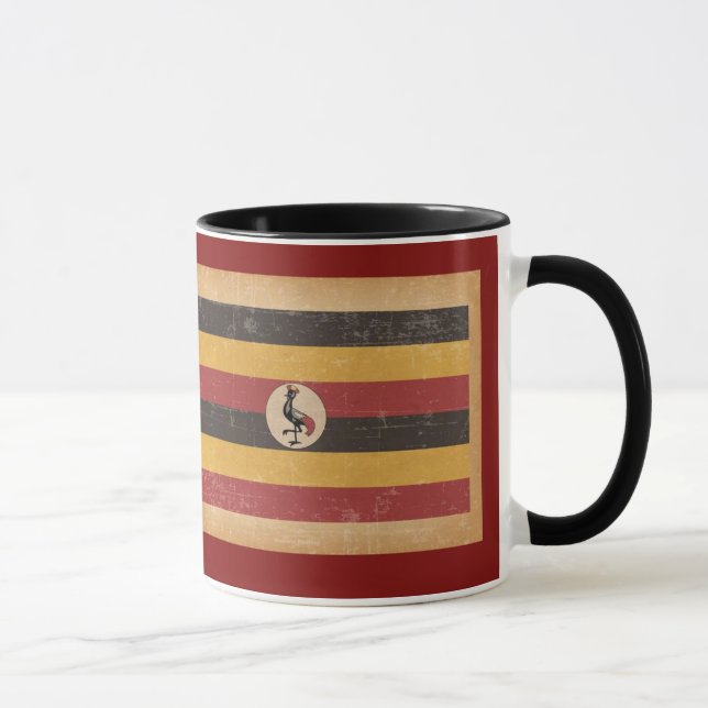 Caneca Bandeira Grunge Uganda (Direita)