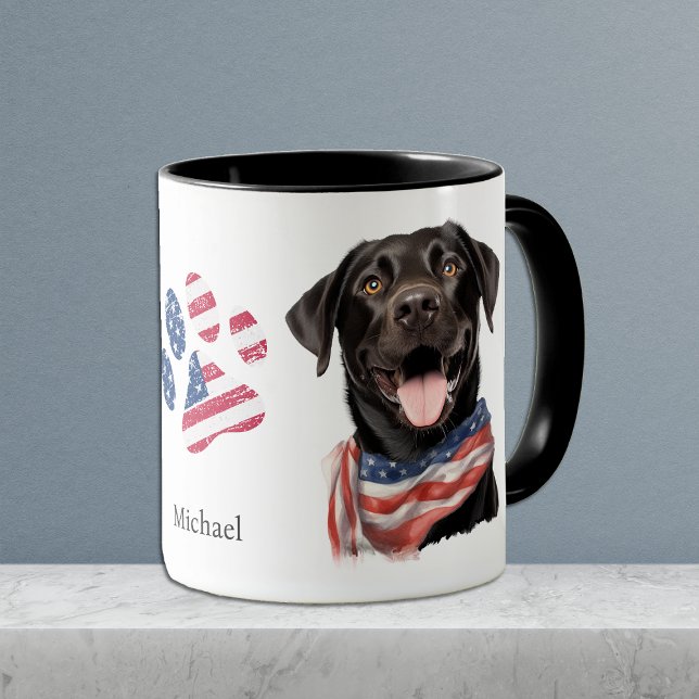 Caneca Bandeira Negra-Labrador Cachorro de Retriever Patr (Criador carregado)