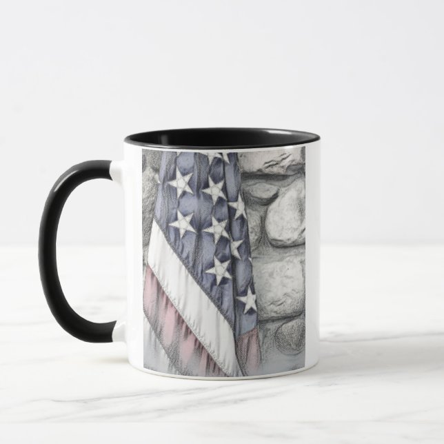 Caneca Bandeira Patriótica Americana no Muro (Esquerda)