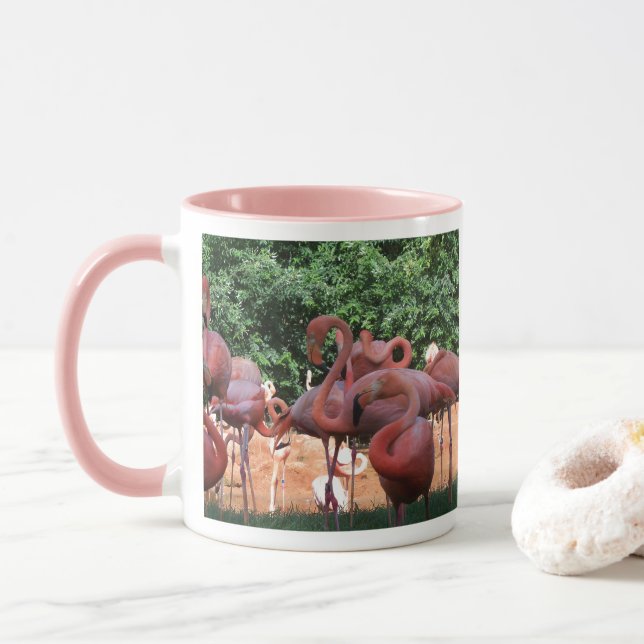 Caneca Bando De Flamingos Rosa (Com Donut)
