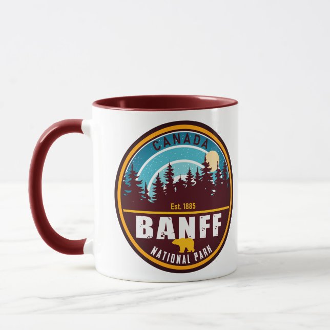 Caneca Banff NP Canadá Montanhas Rochosas Vintage Souveni (Esquerda)