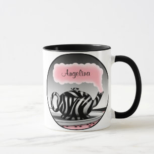 Caneca Banho-de-bule de impressão rosa personalizado