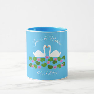 Caneca Banhos Brancos e Lírios de Água Personalizados par