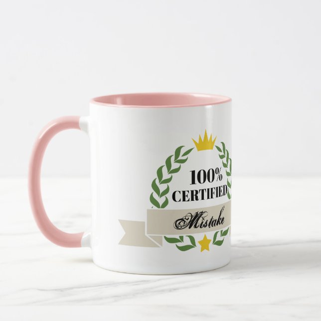 Caneca Banner Retroativo de Erro Certificado Personalizáv (Esquerda)