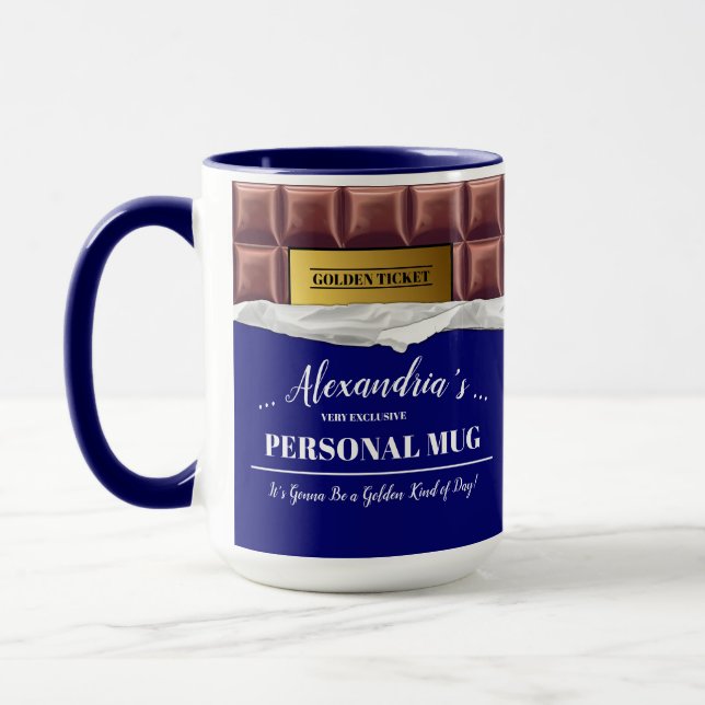 Caneca Bar de Chocolate de Tíquete de Ouro Personalizado (Esquerda)
