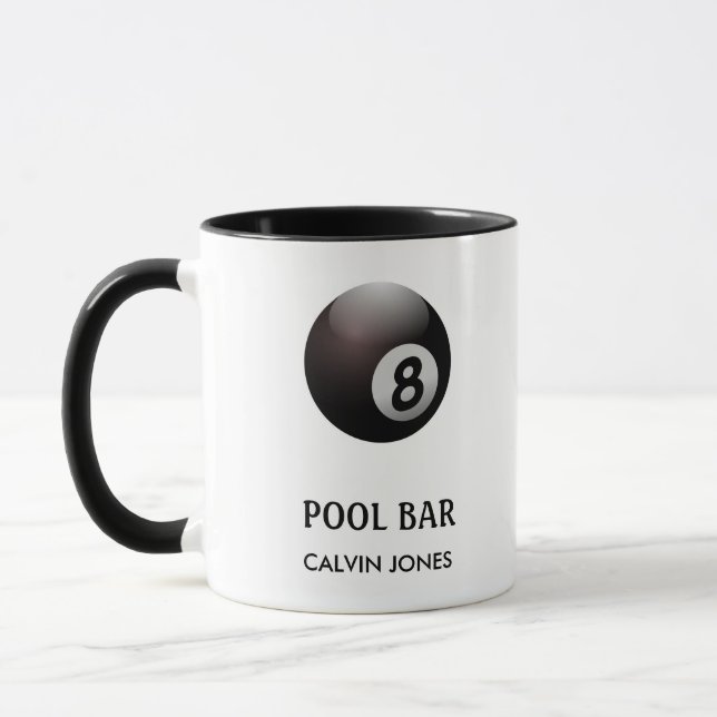 Caneca Bar de piscina branco de oito bolas (Esquerda)