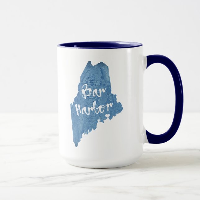 Caneca Bar Harbor Maine Textura de Madeira (Direita)
