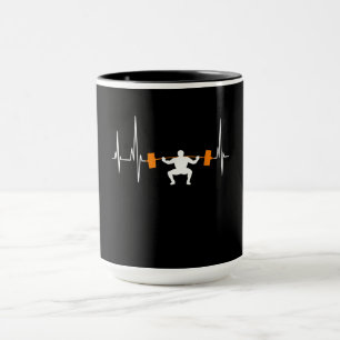 Caneca Barbell Weighthing Heartbeat Bodybuilding
