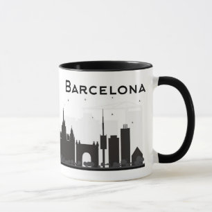 Caneca Barcelona, espanha skyline preta & branca de   da