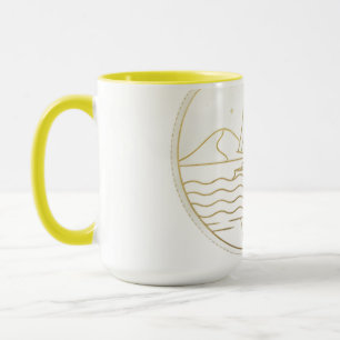 Caneca Barco à Vela de Assuã Minimalista em Linha Arte -