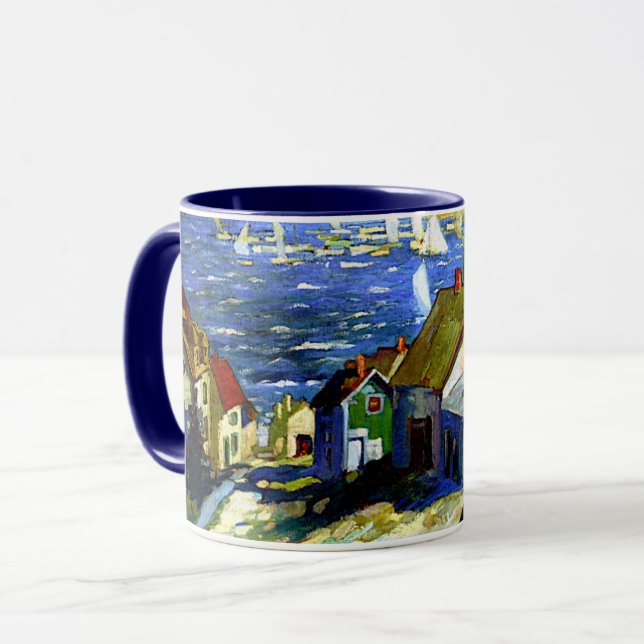 Caneca Barcos à vela pelo porto, belas artes, (Frente Esquerda)