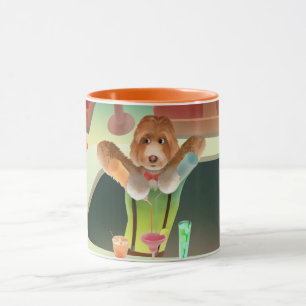 Caneca Barman de Cachorro Cavapoo Preparando Coquetéis