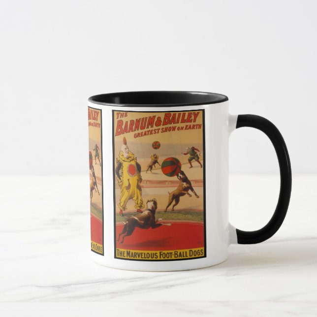 Caneca Barnum & cães do futebol do circo de Bailey (Direita)