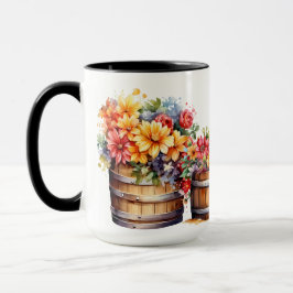 Caneca BARRIS DE ÁGUA Aquarela LARANJA AMARELO FLORES