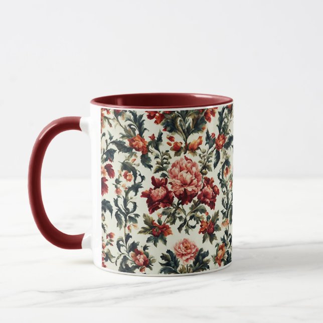 Caneca Barroco Italiano. Flores e Folhas Chiques (Esquerda)