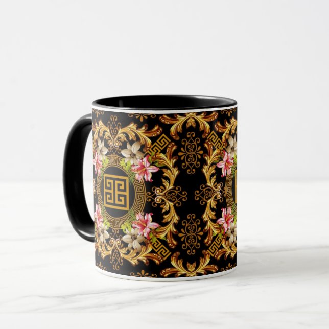 Caneca Barroco - Preto Dourado Preto (Frente Esquerda)