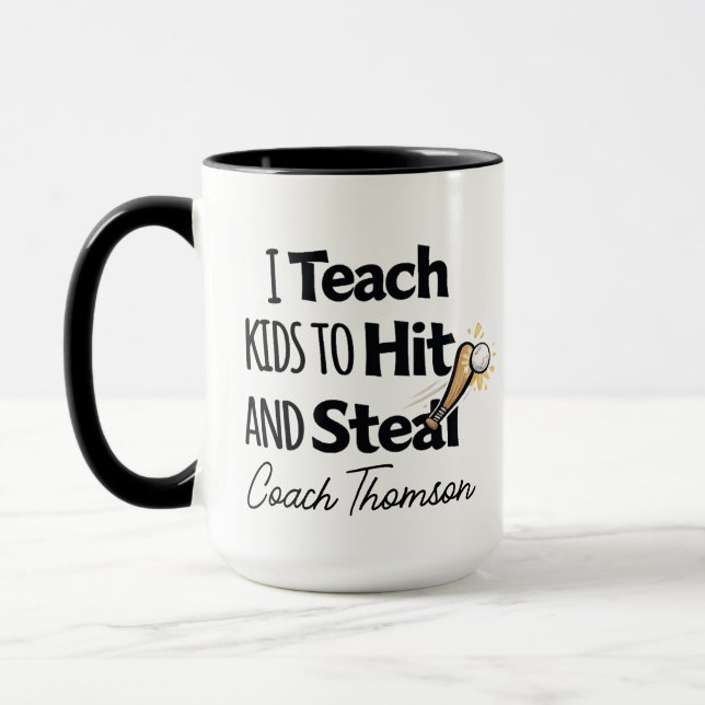 Caneca Baseball Coach Coffee Mug, Gift For Baseball Coach (Esquerda)