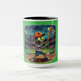 Caneca Baseball de Halloween, Zumbi,Cérebros Sobre as Bas