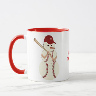 Caneca Baseball de Natal Snowman, Beisebol Feriado