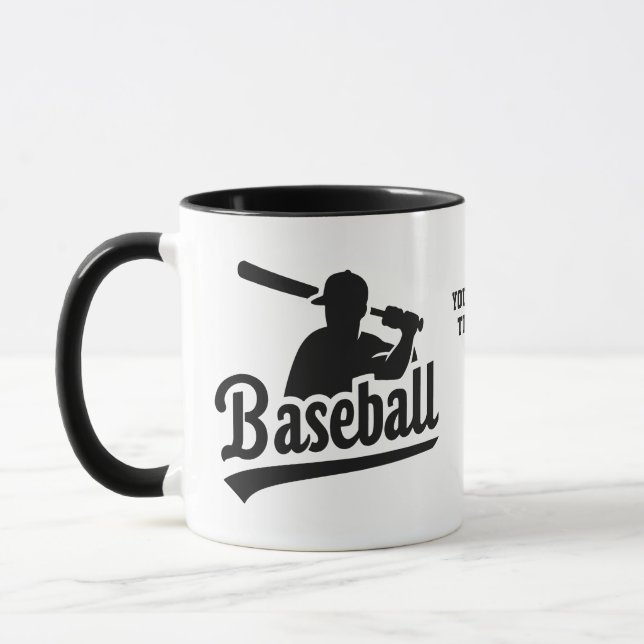 Caneca Baseball de texto personalizado (Esquerda)