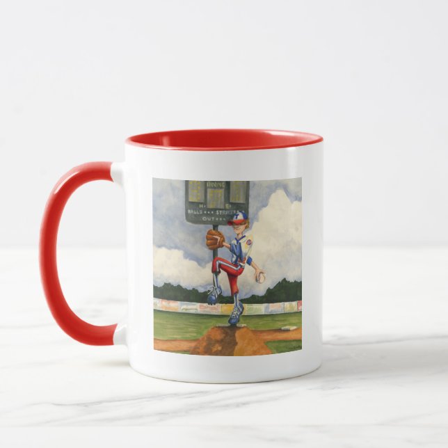 Caneca Baseball Pitcher sobre monte por Jay Throckmorton (Esquerda)