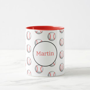 Caneca Basebol Branco Personalizado com Costura Vermelha