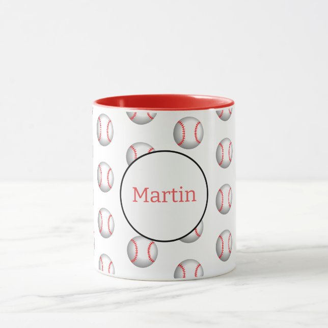 Caneca Basebol Branco Personalizado com Costura Vermelha  (Centro)