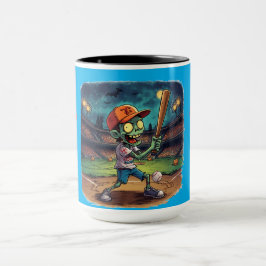 Caneca Basebol de Halloween, Zumbi,Cérebros Sobre as Base