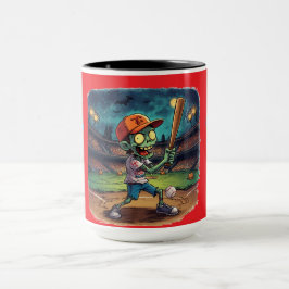 Caneca Basebol de Halloween, Zumbi,Cérebros Sobre as Base