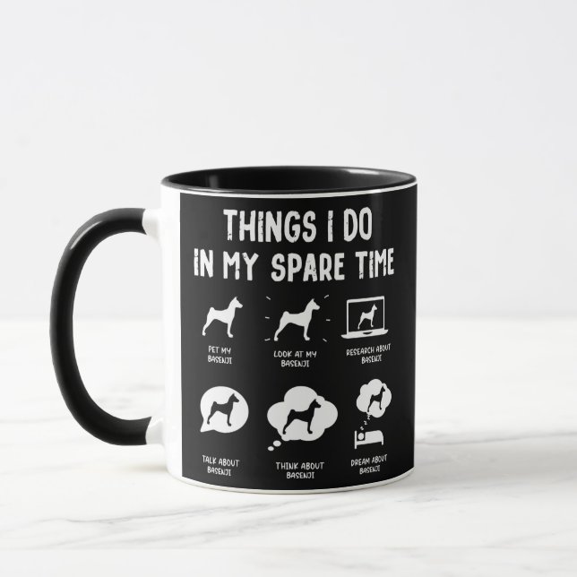 Caneca Basenji Things Do Spare Time Funny Dog Mom Dad  (Esquerda)