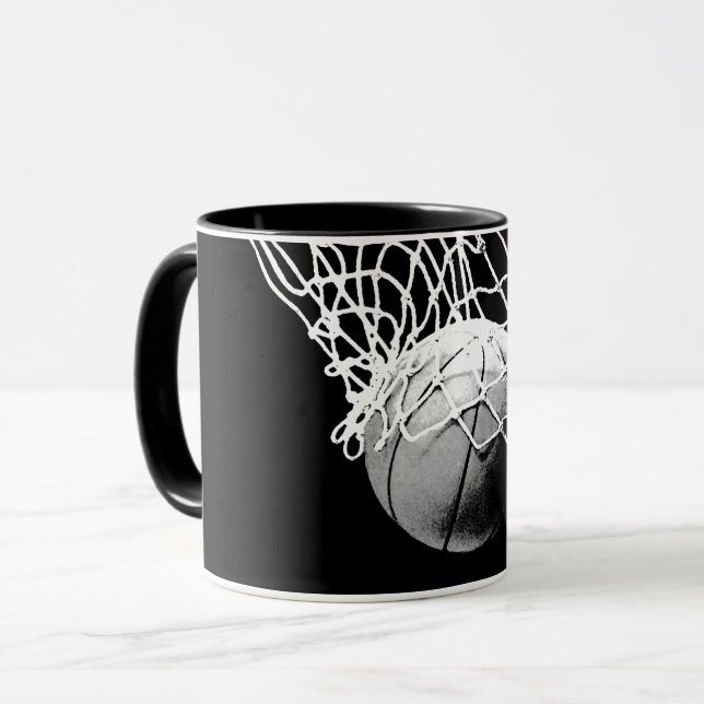 Caneca Basquete preto e branco (Frente Esquerda)