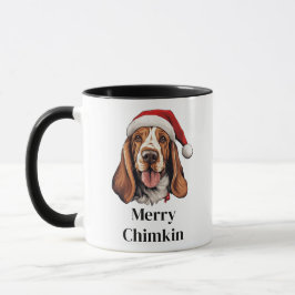 Caneca Basset Hound Cachorro Chapéu de Papai Noel Natal