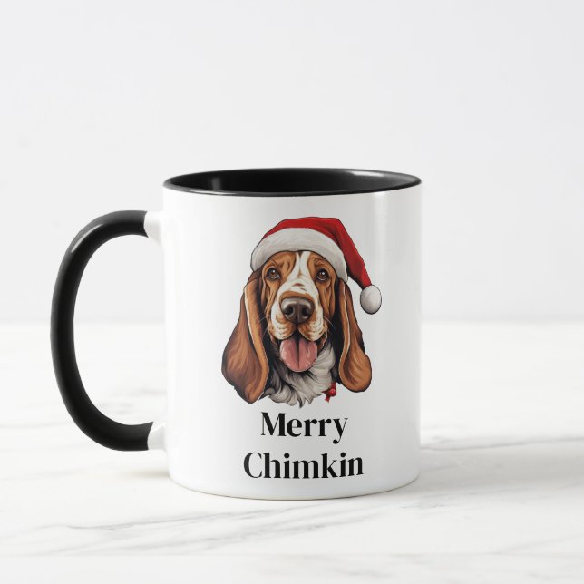 Caneca Basset Hound Dog Santa Hat Natal (Esquerda)